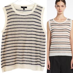 Weekend Max Mara Linen Stripe Sleeveless Sweater Size XL